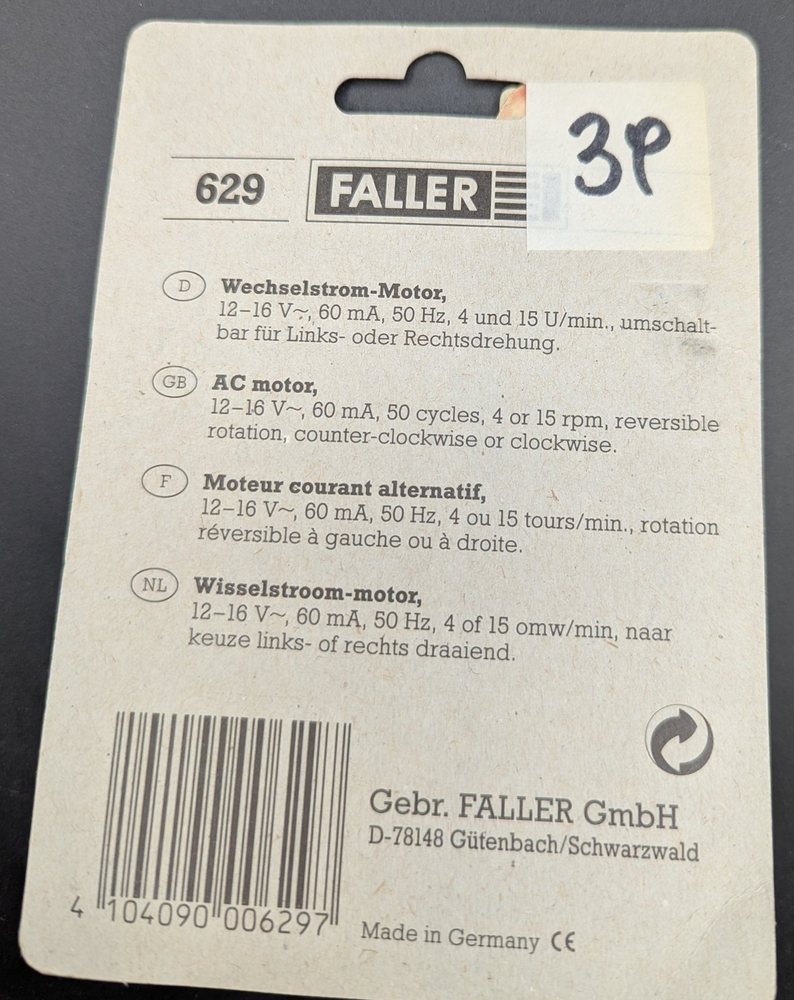 Faller Wechselstrom-Motor 629, originalverpackt, Foto 2